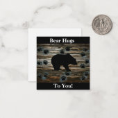 Black Bear Paws Rustic Wood Notitiekaartje (Voorkant / Achterkant in situ)