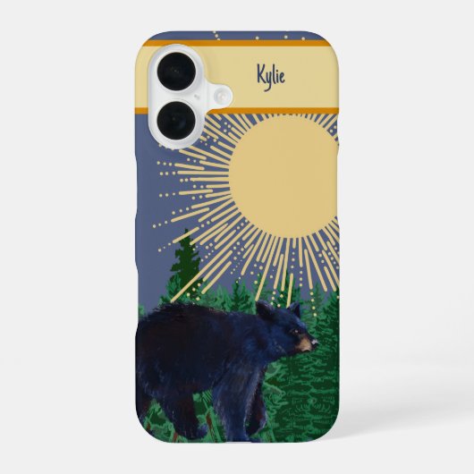 Black Bear Phone Case iPhone 16 Hoesje (Achterkant)