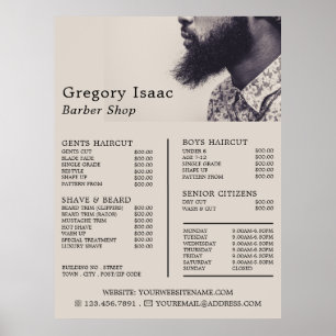 Black Beard Model, Herenkappers Prijslijst Poster