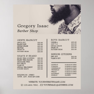 Black Beard Model, Herenkappers Prijslijst Poster
