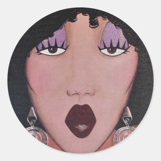 "Black Beauty Diva" Classic Round Sticker (Voorkant)
