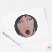 "Black Beauty Diva" Classic Round Sticker (Envelop)