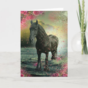 Black Beauty Friesian Horse - Carte de voeux