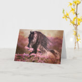 Black Beauty Friesian Horse - Carte de voeux (Fleur jaune)