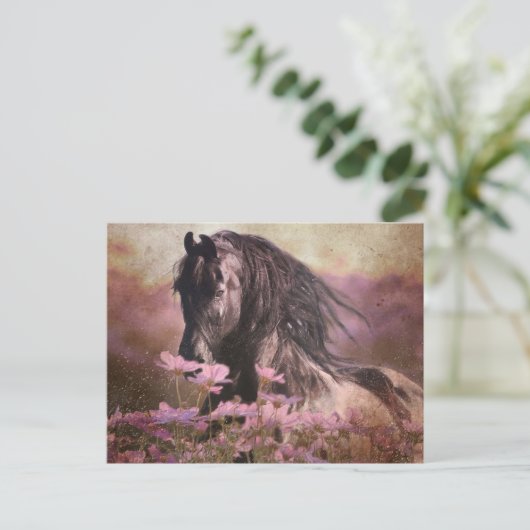 Black Beauty Friesian Horse - Carte postale (Debout devant)
