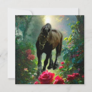 Black Beauty Friesian Horse Fantasy - Greeting Car Kaart