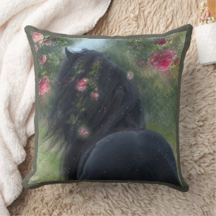 Black Beauty Friesian Horse - Pillow Kussen