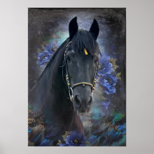 Black Beauty Friesian Horse - Poster (Voorkant)