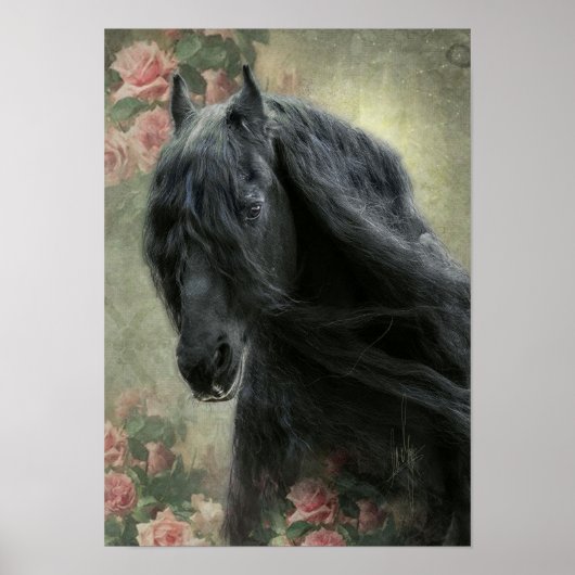 Black Beauty Friesian Horse - Poster (Voorkant)