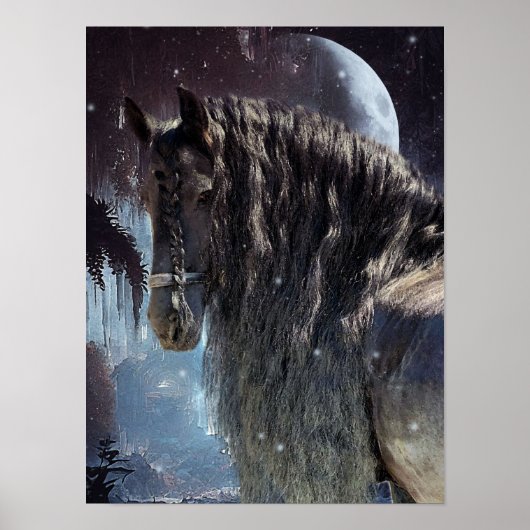 Black Beauty Friesian Horse - Poster (Voorkant)