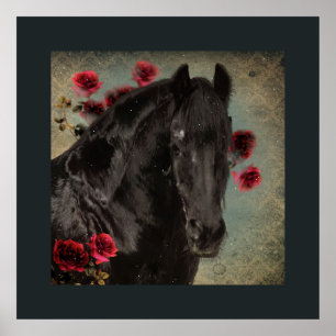 Black Beauty Friesian Horse - Poster