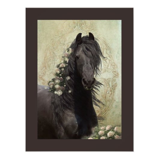 Black Beauty Friesian Horse - Poster (Voorkant)
