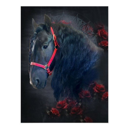 Black Beauty Friesian Horse - Poster (Devant)