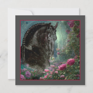 Black Beauty Friesian Horse - Wenskaart Feestdagenkaart