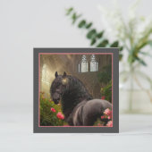 Black Beauty Friesian Horse - Wenskaart Feestdagenkaart (Staand voorkant)