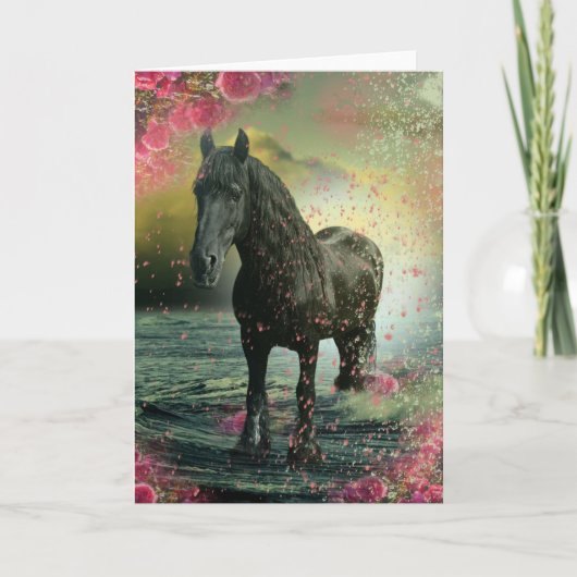 Black Beauty Friesian Horse - Wenskaart Kaart (Voorkant)