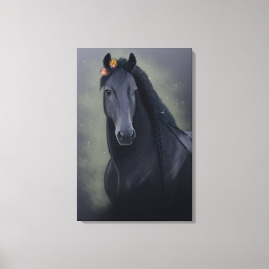 Black Beauty Friesian Horse - Wrapped Canvas (Voorkant)