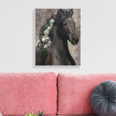 Black Beauty Friesian Horse - Wrapped Canvas (Insitu (Woonkamer))