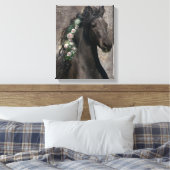 Black Beauty Friesian Horse - Wrapped Canvas (Insitu (Slaapkamer))