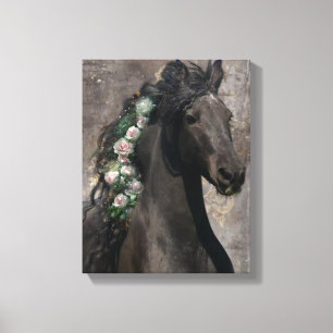 Black Beauty Friesian Horse - Wrapped Canvas