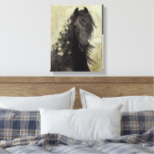 Black Beauty Friesian Horse - Wrapped Canvas (Insitu (Slaapkamer))