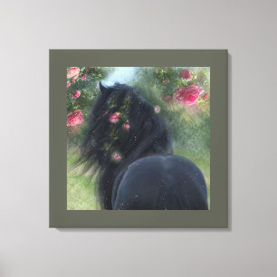 Black Beauty Friesian Horse - Wrapped Canvas Afdruk