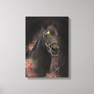 Black Beauty Friesian Horse - Wrapped Canvas Afdruk