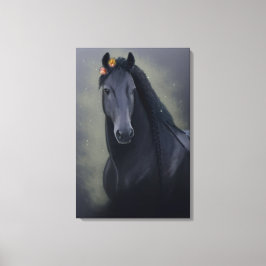 Black Beauty Friesian Horse - Wrapped Canvas Afdruk