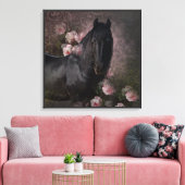 Black Beauty Friesian Horse - Wrapped Canvas Afdruk (Insitu (Woonkamer))
