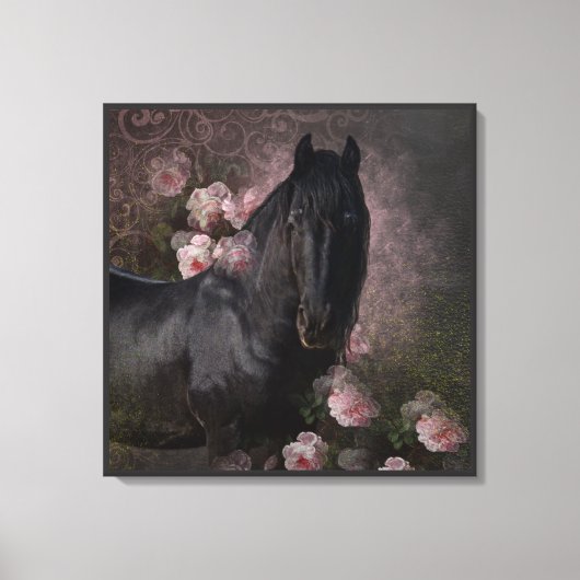 Black Beauty Friesian Horse - Wrapped Canvas Afdruk (Voorkant)
