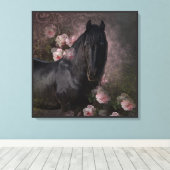 Black Beauty Friesian Horse - Wrapped Canvas Afdruk (Insitu (Houten vloer))