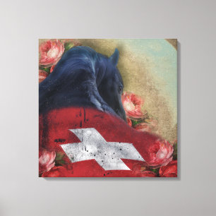 Black Beauty Friesian Horse - Wrapped Canvas Afdruk