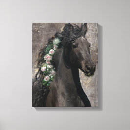 Black Beauty Friesian Horse - Wrapped Canvas Afdruk