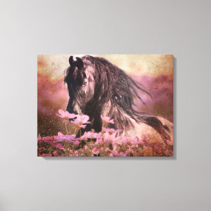 Black Beauty Friesian Horse - Wrapped Canvas Afdruk