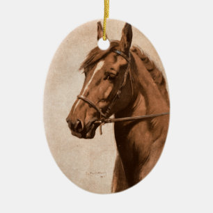 Black Beauty Ginger Horse Painting for Sewell book Keramisch Ornament
