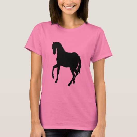 Black Beauty Horse  in Roze Dames LSleeve T-shirt (Voorkant)
