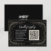 Black Beauty QR Code Huwelijk RSVP Kaart (Voorkant / Achterkant)