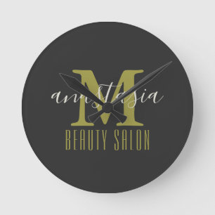 Black Beauty Salon van Anastasia Monogram Ronde Klok