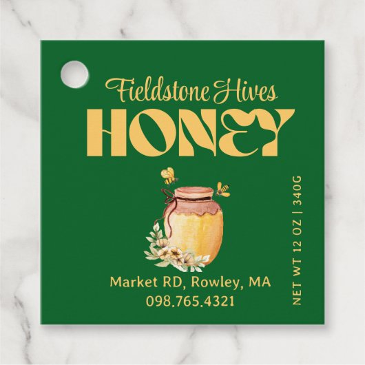 Black Bee Honey Label Metallic Gold Text  (Voorkant)
