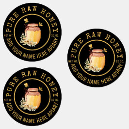 Black Bee Honey Label Metallic Gold Text 