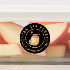 Black Bee Honey Label Metallic Goud Tekst