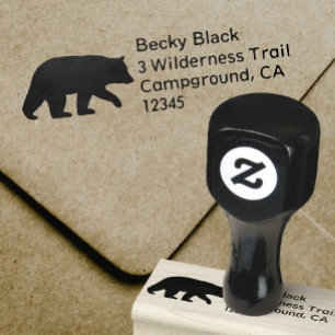 Black Beer Silhouette Wildlife Return Address Rubberstempel
