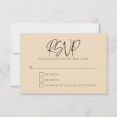 Black Beige Modern Script Lettering Wedding RSVP Kaartje (Voorkant)