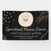 Black Beige Moon en Stars Spiritueel Reiki Spandoek (Horizontaal)