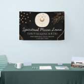 Black Beige Moon en Stars Spiritueel Reiki Spandoek (Beurs)