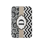 Black Beige Swirls Chevron Badmat (Voorkant Verticaal)