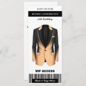 Black Beige Tuxedo Verjaardag Ticket Uitnodiging (Voorkant / Achterkant)