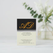 Black Beige Vertical Oranje Monogram Visitekaartje (Staand voorkant)