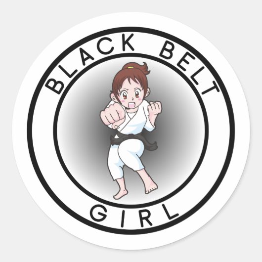 Black Belt Girl Ronde Sticker (Voorkant)