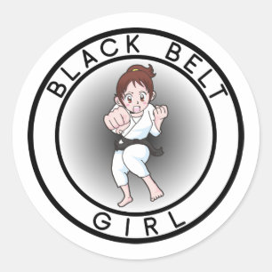 Black Belt Girl Ronde Sticker